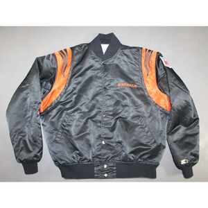 VTG 80s Cincinnati Bengals Starter Pro Line Satin Bomber Jacket Adult XL Lg USA